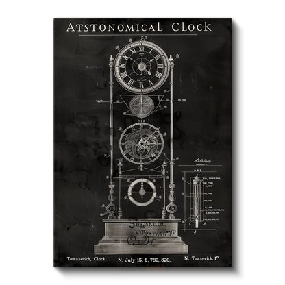 Astronomik Saat - Karmaşık Zaman Mekanizması Kanvas Tablo