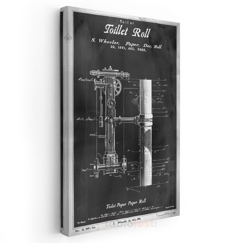 Tuvalet Kağıdı Rulosu - 1891 Tarihli İlginç Patent Kanvas Tablo