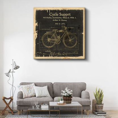 Vintage Bisiklet Patenti - 1928 Harley Tasarımı Kanvas Tablo