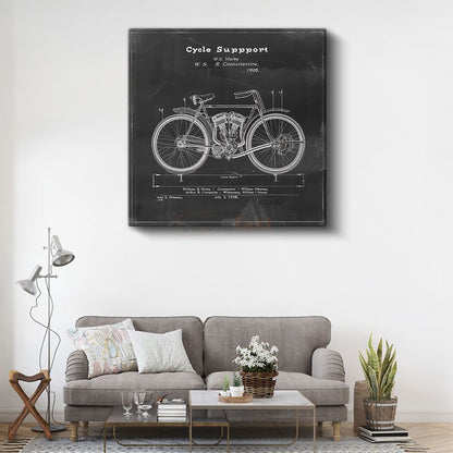 Retro Motosiklet Çizimi - 1928 Mühendislik Tasarımı Kanvas Tablo