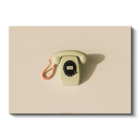 Krem Çevirmeli Telefon - Retro İletişim İkonu Kanvas Tablo