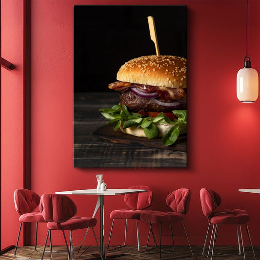 Gurme Hamburger - Taze Malzemelerle Hazırlanmış Lezzet Kanvas Tablo