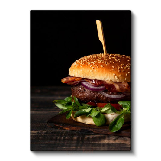 Gurme Hamburger - Taze Malzemelerle Hazırlanmış Lezzet Kanvas Tablo