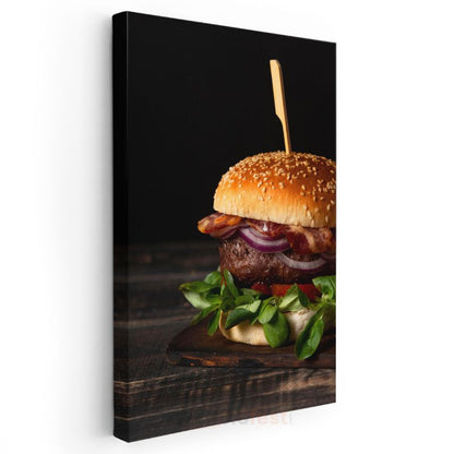 Gurme Hamburger - Taze Malzemelerle Hazırlanmış Lezzet Kanvas Tablo