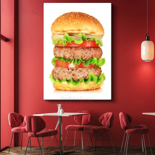 Çift Katlı Burger - Taze Sebzeli Lezzet Kanvas Tablo