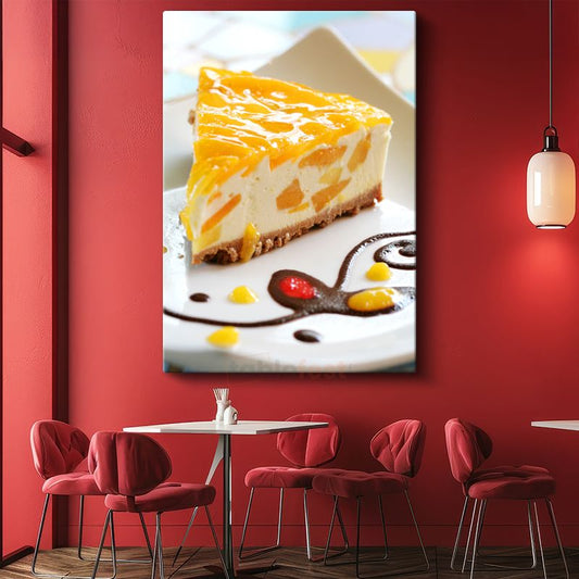 Mango Cheesecake - Tatlı Tutkunları İçin Lezzetli Dilim Kanvas Tablo