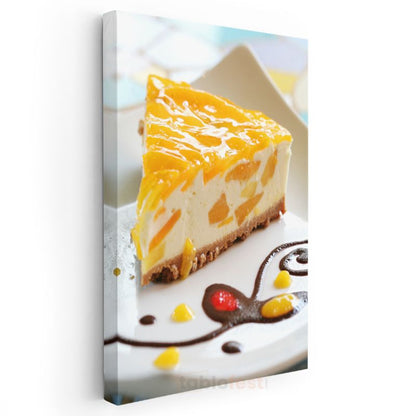 Mango Cheesecake - Tatlı Tutkunları İçin Lezzetli Dilim Kanvas Tablo