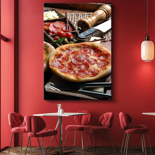 Sucuklu Pizza - İtalyan Mutfağından Özel Tarif Kanvas Tablo