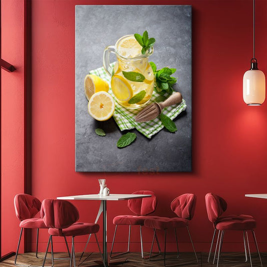 Ev Yapımı Limonata - Nane Yapraklı Ferahlatıcı İçecek Kanvas Tablo