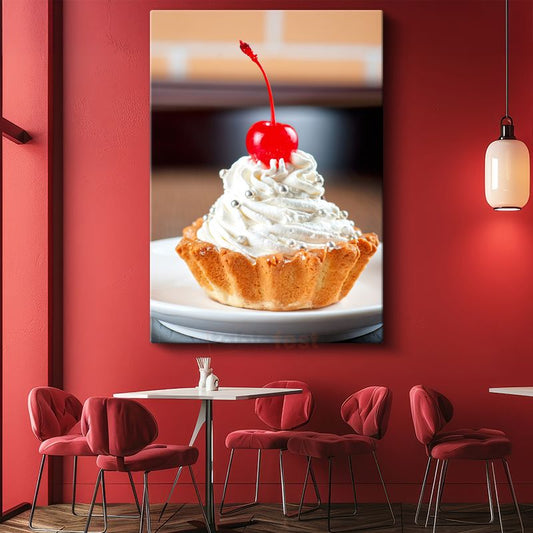 Kirazlı Mini Tart - Kremşantili Tatlı Atıştırmalık Kanvas Tablo
