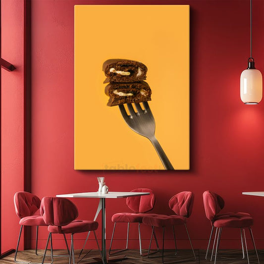 Çikolatalı Tatlı - Kremalı Brownie Dilimleri Kanvas Tablo