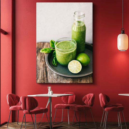 Yeşil Detoks - Taze Limonlu Sağlıklı İçecek Kanvas Tablo