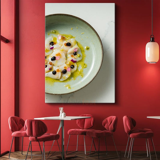 Deniz Mahsulleri Carpaccio - Zeytinyağlı Gurme Sunum Kanvas Tablo