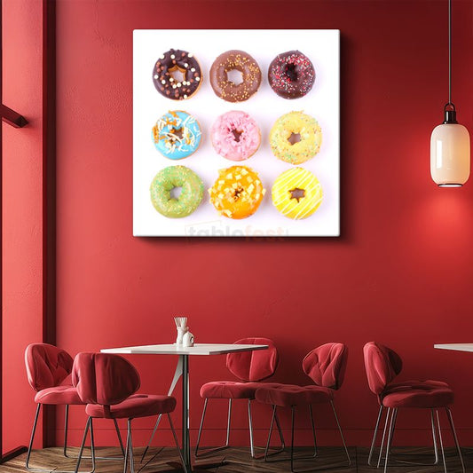 Renkli Donutlar - Tatlı Ziyafet Kanvas Tablo