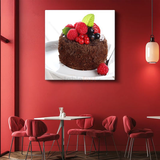 Çikolatalı Sufle - Orman Meyveli Tatlı Lezzet Kanvas Tablo