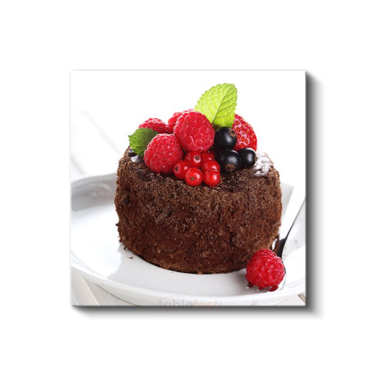 Çikolatalı Sufle - Orman Meyveli Tatlı Lezzet Kanvas Tablo