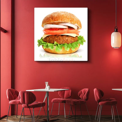 Lezzetli Hamburger - Taze Malzemeli Gurme Kanvas Tablo
