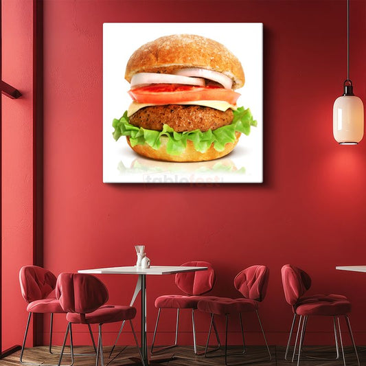 Lezzetli Hamburger - Taze Malzemeli Gurme Kanvas Tablo