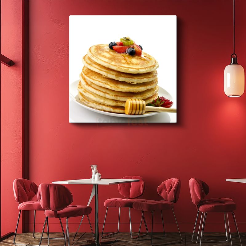 Pancake Kulesi - Ballı Meyve Süslemeli Kanvas Tablo