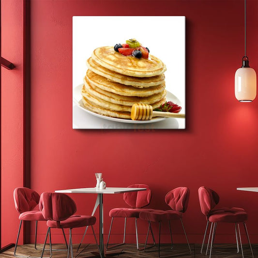 Pancake Kulesi - Ballı Meyve Süslemeli Kanvas Tablo