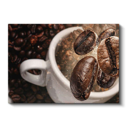 Kahve Çekirdekleri - Aromalı Fincan Kanvas Tablo