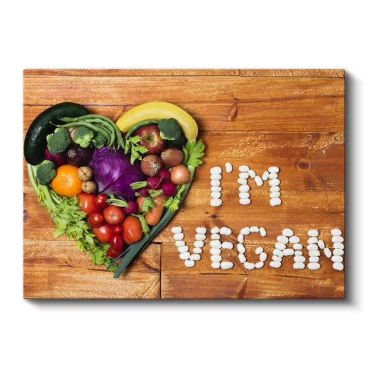 Vegan Kalp - Renkli Sebze ve Meyvelerle Beslenme Sanatı Kanvas Tablo