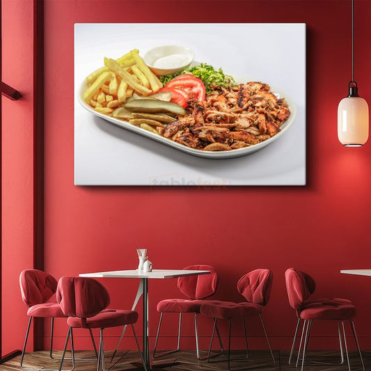 Tavuk Porsiyon - Patates Kızartması ve Garnitürlerle Sunulan Lezzet Kanvas Tablo