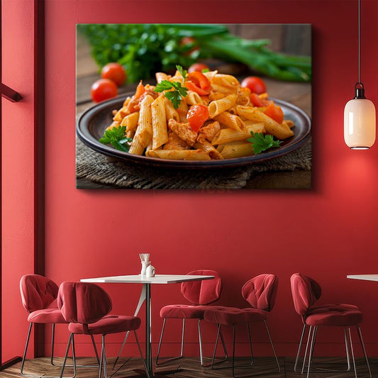 Penne Makarna - Domates Soslu İtalyan Lezzeti Kanvas Tablo