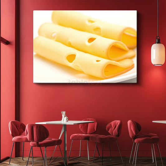 İsviçre Peyniri - İnce Dilimlenmiş Emmental Kanvas Tablo