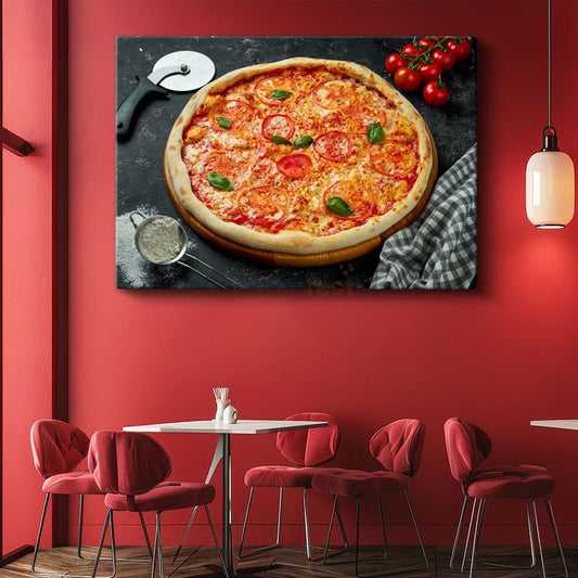 İtalyan Pizzası - Domates Dilimli Margherita Kanvas Tablo