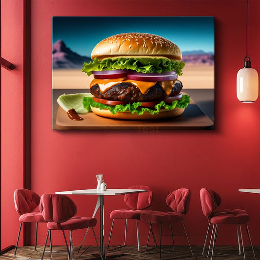 Klasik Cheeseburger - Taze Sebzeli Gurme Lezzet Kanvas Tablo