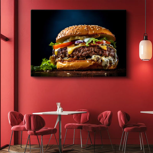 Gurme Burger - Taze Sebzeli Zengin Lezzet Kanvas Tablo