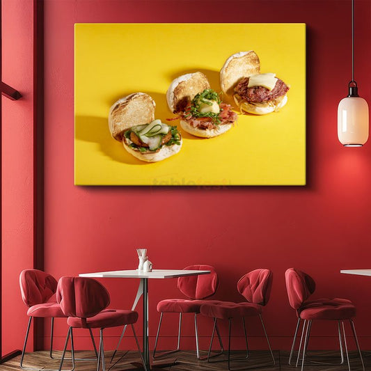 Mini Hamburgerler - Çeşitli Malzemeli Lezzetler Kanvas Tablo