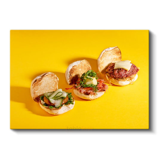 Mini Hamburgerler - Çeşitli Malzemeli Lezzetler Kanvas Tablo