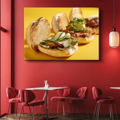 Gourmet Hamburgerler - Taze Sebzeli Mini Sandviçler Kanvas Tablo