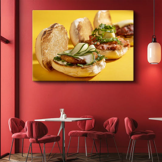 Gourmet Hamburgerler - Taze Sebzeli Mini Sandviçler Kanvas Tablo