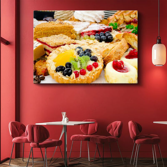 Tatlı Şöleni - Meyveli Pasta Çeşitleri Kanvas Tablo