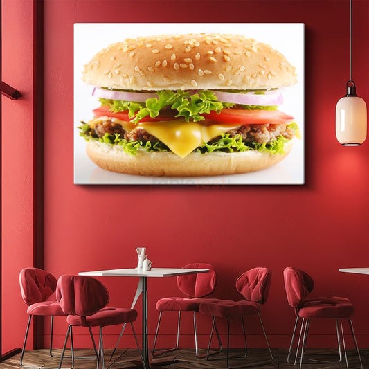 Klasik Cheeseburger - Enfes Katmanlı Lezzet Kanvas Tablo