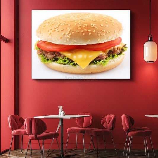 Sade Cheeseburger - Minimal Lezzet Kanvas Tablo