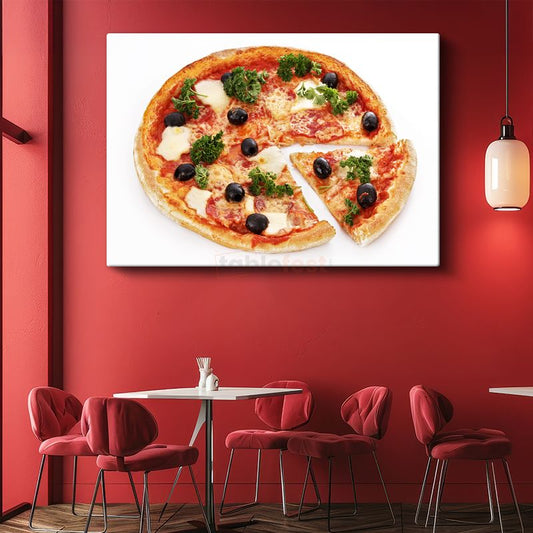 İtalyan Pizzası - Zeytinli ve Otlu Klasik Lezzet Kanvas Tablo