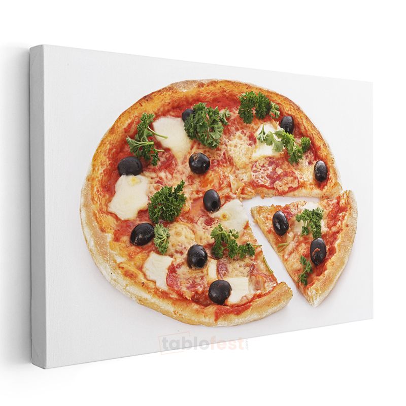 İtalyan Pizzası - Zeytinli ve Otlu Klasik Lezzet Kanvas Tablo