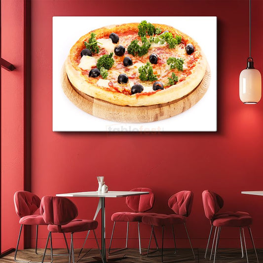 Margarita Pizza - Zeytinli ve Yeşillikli Özel Tarif Kanvas Tablo