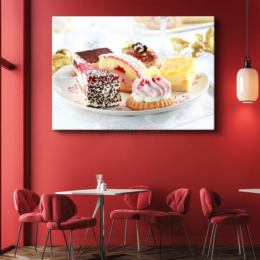 Tatlı Çeşitleri - Renkli Pasta ve Kek Koleksiyonu Kanvas Tablo