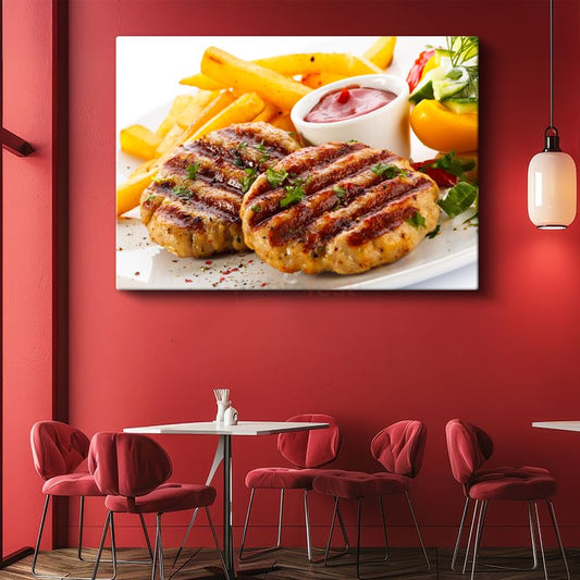 Izgara Köfte - Patates Kızartması Eşliğinde Kanvas Tablo