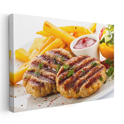 Izgara Köfte - Patates Kızartması Eşliğinde Kanvas Tablo