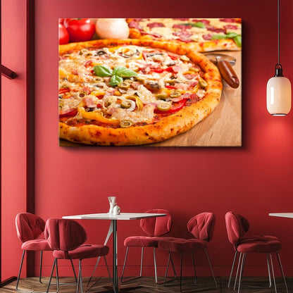 İtalyan Mutfağı - Karışık Malzemeli Pizza Kanvas Tablo