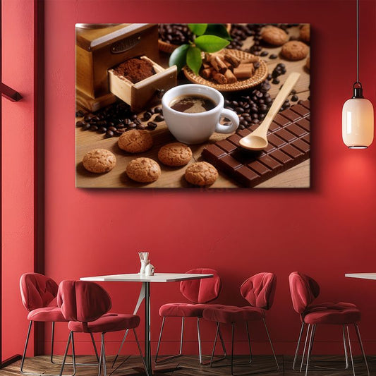 Kahve Dünyası - Espresso ve Çikolata Kanvas Tablo