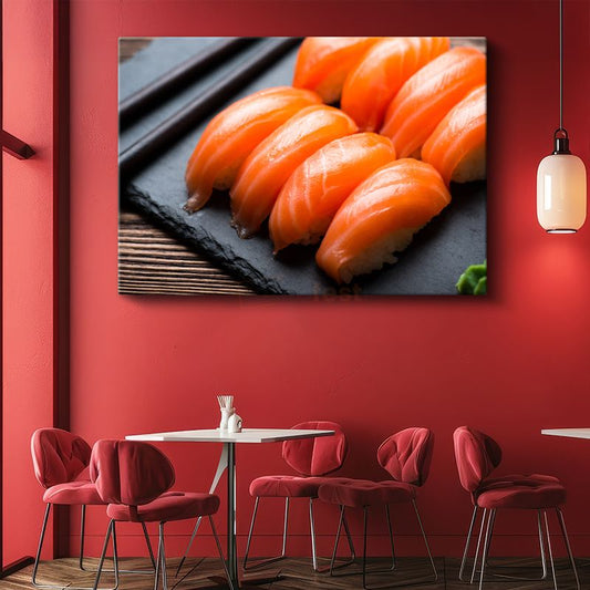 Somon Nigiri - Taze Deniz Ürünleri Kanvas Tablo