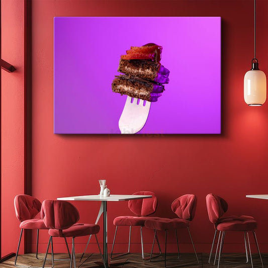 Çikolatalı Brownie - Çilekle Taçlandırılmış Tatlı Ziyafet Kanvas Tablo