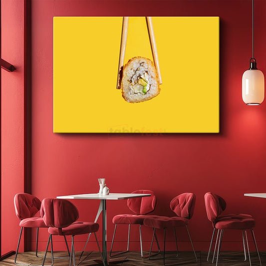 Sushi Rulosu - Çubuklarla Yakalanan Japon Sanatı Kanvas Tablo
